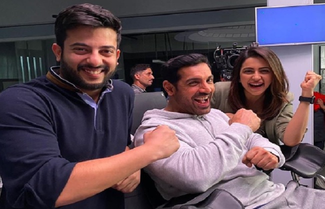mumbai, Director Lakshya Raj Anand, posed with John Abraham, Rakul Preet ,set of Attack