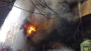 rewa,Massive fire, sewer line pipe ,warehouse