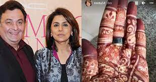 mumbai, Neetu Kapoor ,applied Mehndi , Rishi Kapoor