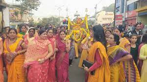 रेवा की प्रतिमाओं की भव्य शोभायात्रा निकाली गई