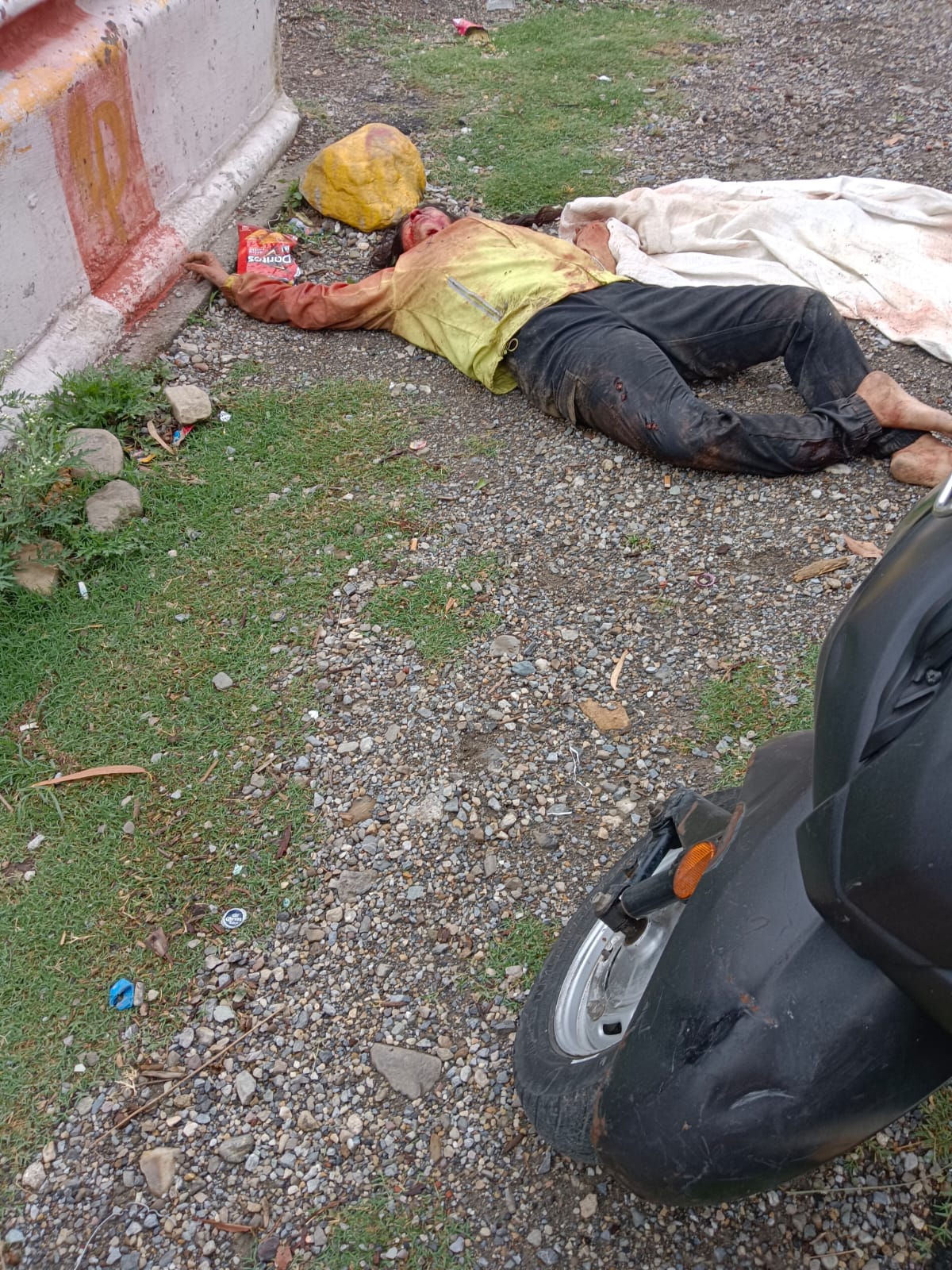 अनियंत्रित स्कूटी गहरी खाई में जा गिरी