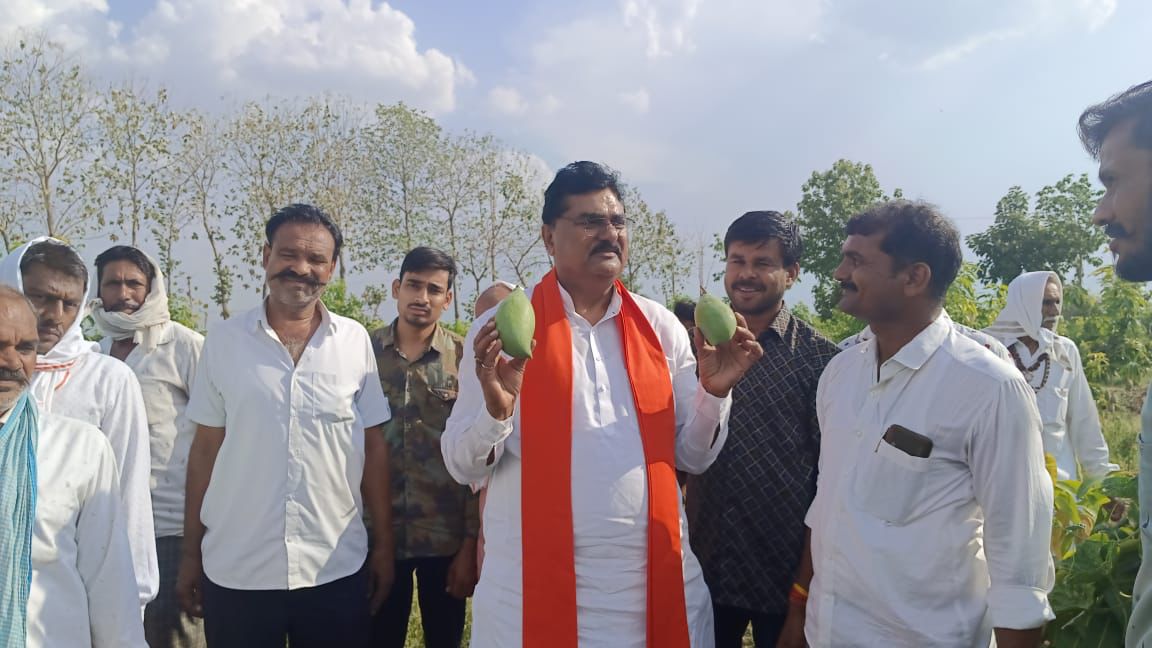 कृषि मंत्री  पटेल पहुंचे किसान के  बगीचे में