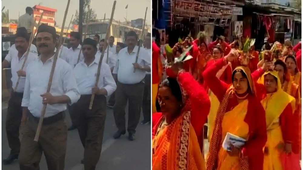 काशीपुर में राष्ट्रीय स्वयंसेवक संघ का पथ संचालन 