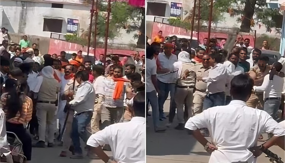 कांग्रेस और भाजपा कार्यकर्ता भिड़े 