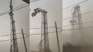 chatarpur,   tower collapsed,y bad weather