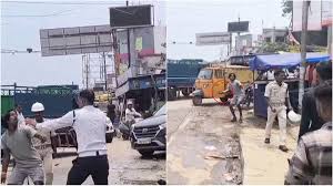 ranchi, Hooliganism by auto drivers ,Attacked traffic police