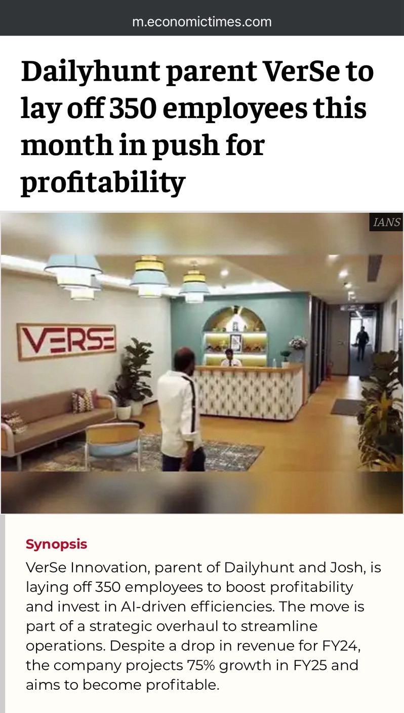 bhopal, ‘AI’ took away ,hundreds of jobs in Dailyhunt