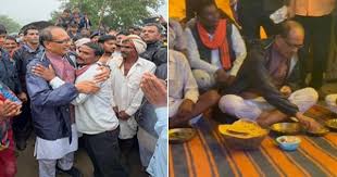 vidisha, Union Minister Shivraj , lunch with tribals