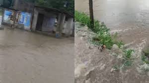 singroli,   town is submerged , torrential rain