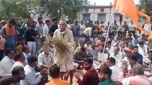 sitarganj, Protest held , tehsil for compensation