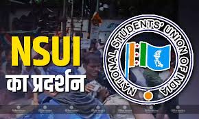 singroli, NSUI workers staged, strong protest