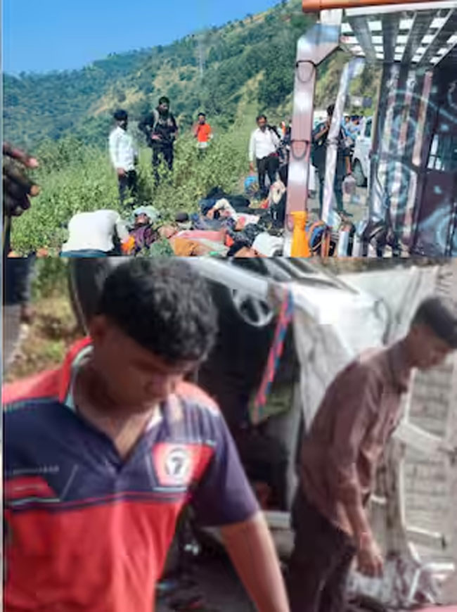 mumbai, Vehicle overturned , Chandrashali Ghat 