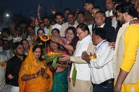 khatima, Chief Minister Dhami, worshiped Chhathi Maiya