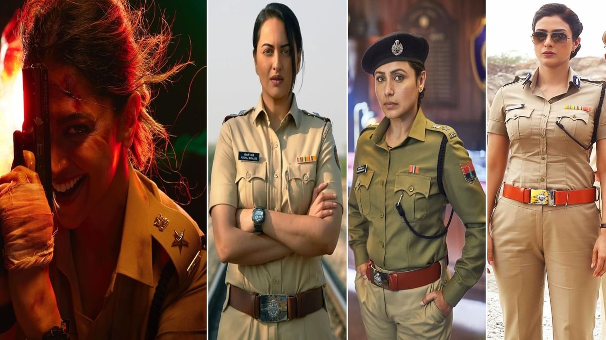 Rani Mukerji, Priyanka Chopra, Bollywood actresses, impression, police uniform