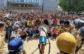 Situation under ,control after, workers